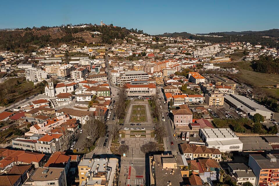 Vista aérea do centro urbano de Felgueiras