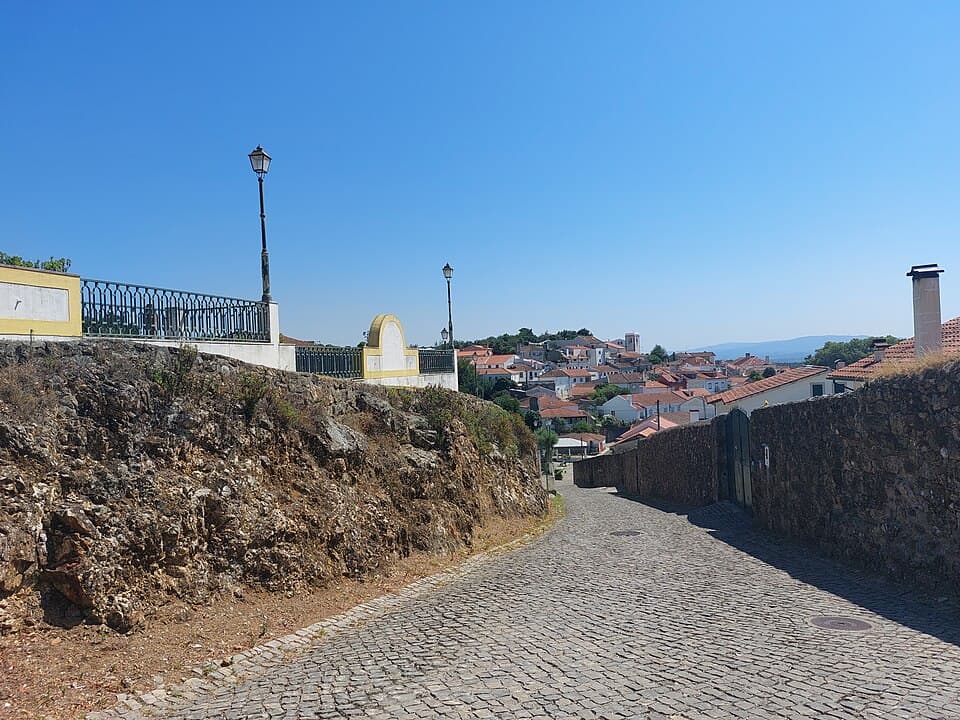 Rua calcetada e casario de Figueiró dos Vinhos