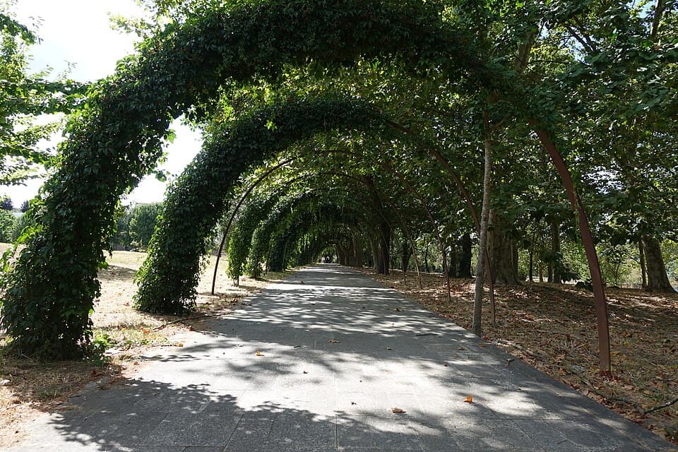 Pérgula verde no Parque das Caldas em Monção