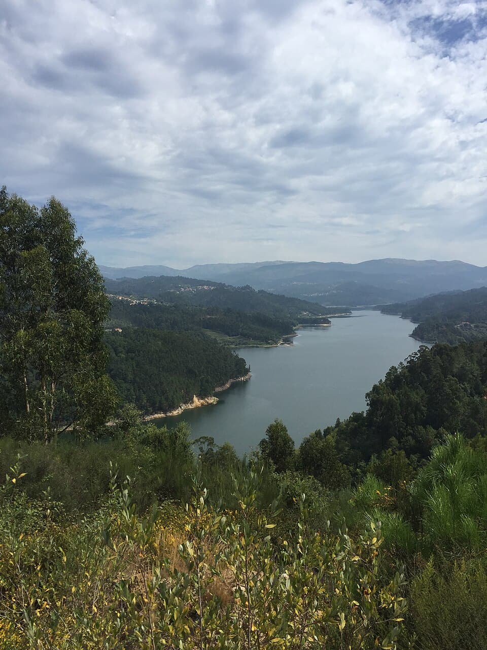 Albufeira da Barragem de Ribeiradio entre encostas arborizadas, em Sever do Vouga