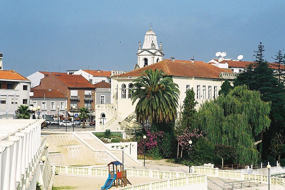 Paços do Concelho, jardim e casario no centro de Vagos